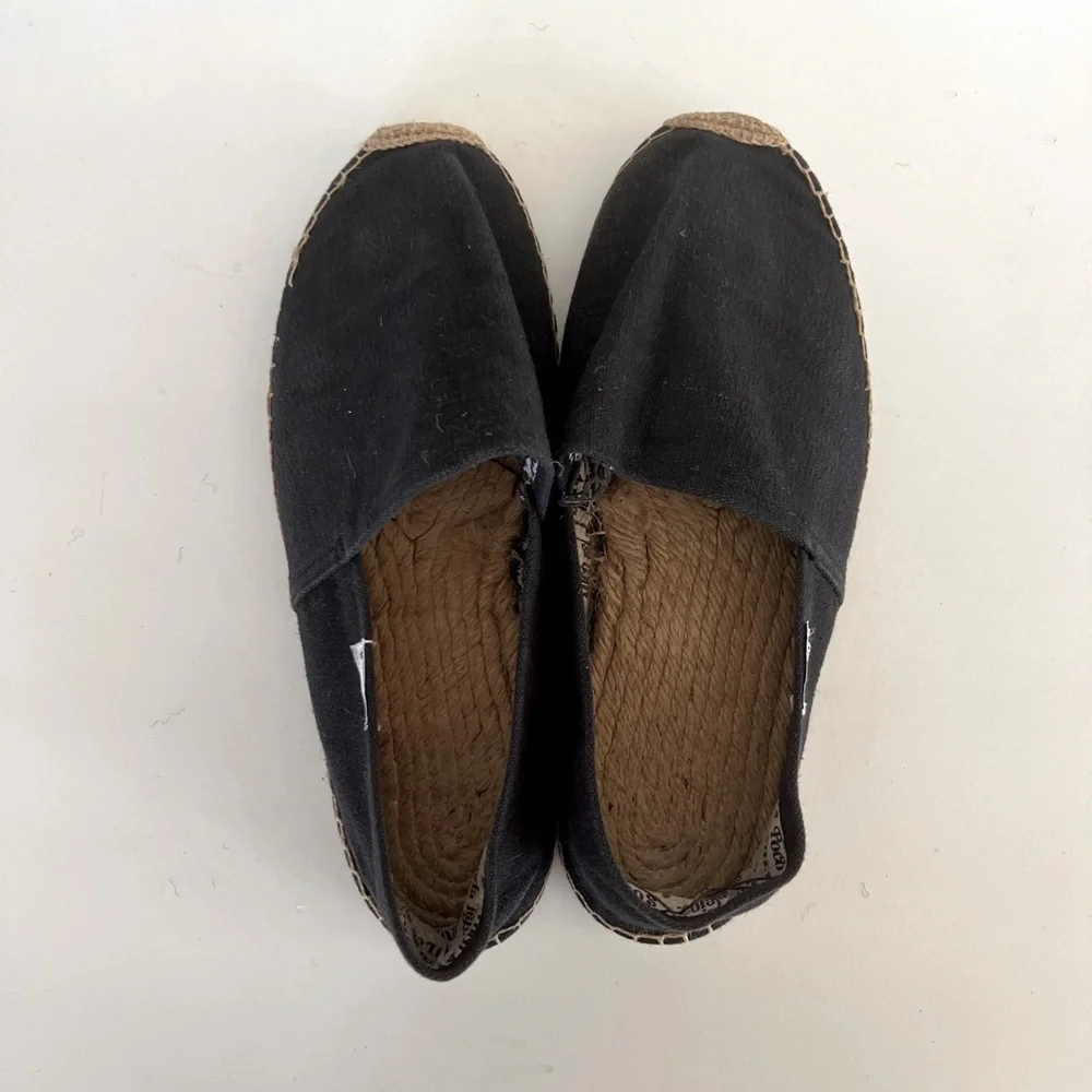 Soludos The Original Espadrille Slip On Casual Black Canvas Shoe, size 38